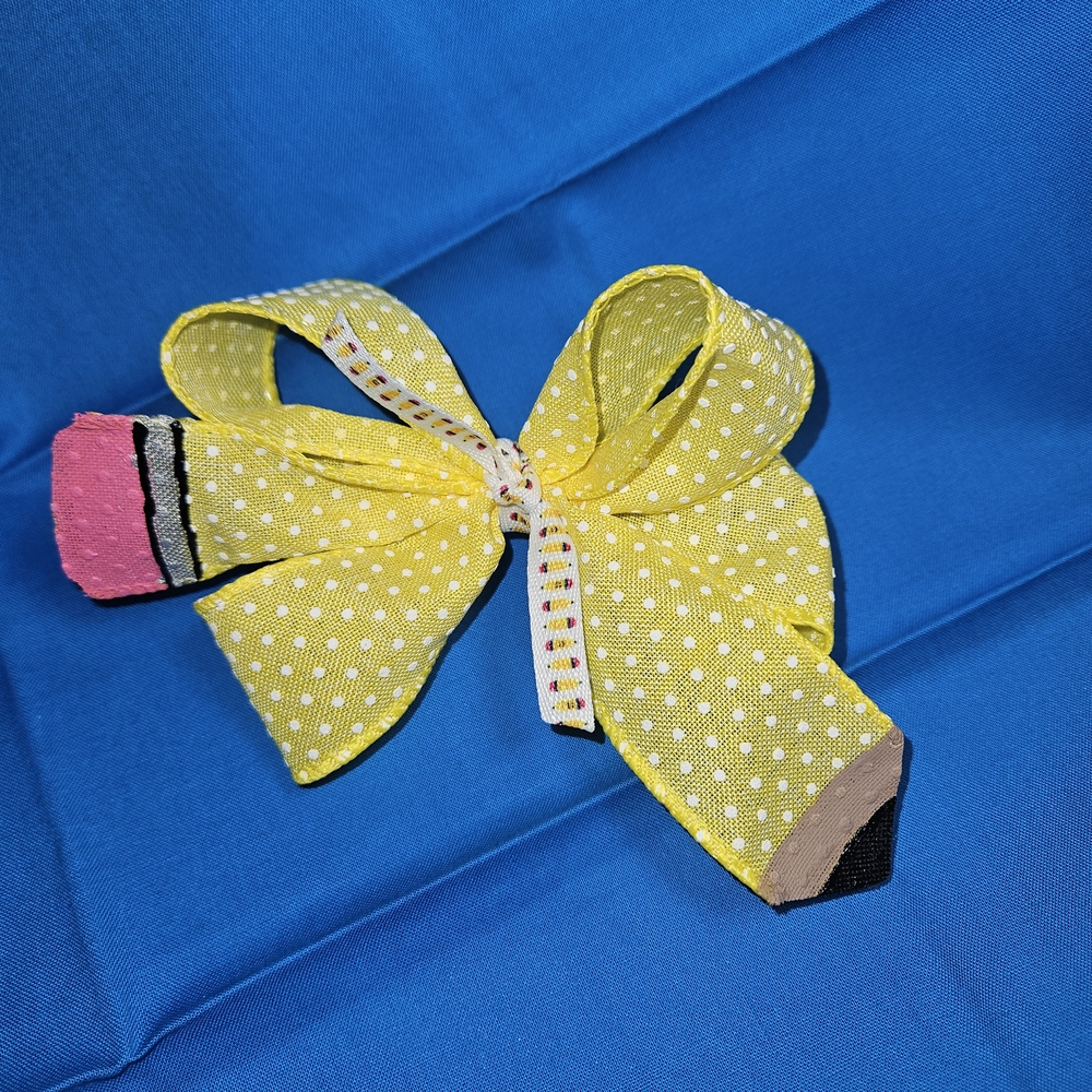 Yellow Polka Dot Hair Bow for Kids